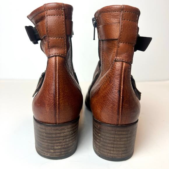 Paul Green Wyatt Leather Booties Ankle Boots Cognac Brown Size 5 - Picture 5 of 10